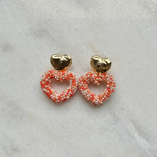 Olivia oorbellen oranje/wit