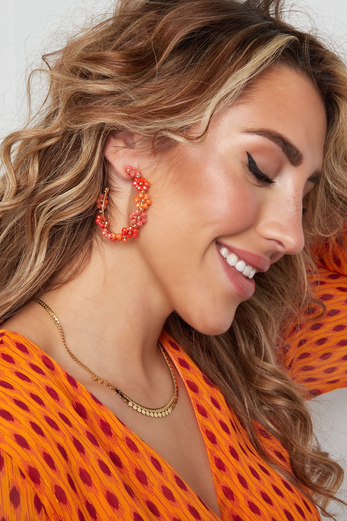 Fleur oorbellen oranje